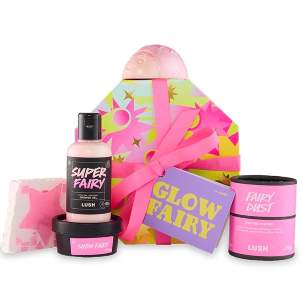 NEW Lush Glow Fairy Gift Box Set Snow Scrubee Super Gel Lotion Dusting Powder